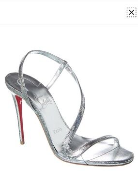 Christian Louboutin Rosalie Silver Metallic Strappy Stiletto Sandals